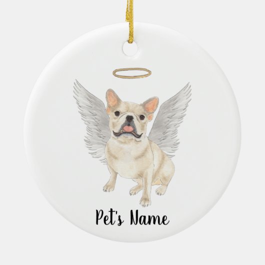 Hertenkleurige Crème Frenchie Herdenking Troost Keramisch Ornament (Achterkant)