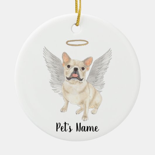 Hertenkleurige Crème Frenchie Troost Herdenking Keramisch Ornament (Voorkant)
