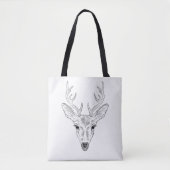 Hertenkop - Eenvoudige Lijntekening Schets Illustr Tote Bag (Voorkant)