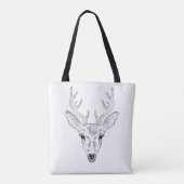 Hertenkop - Eenvoudige Lijntekening Schets Illustr Tote Bag (Achterkant)
