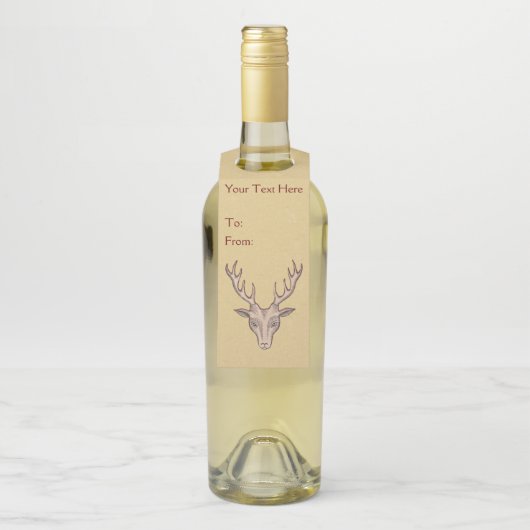 Hertenkop Groot gewei zwart geëtst gezicht tan Flessenhanger (Op fles)