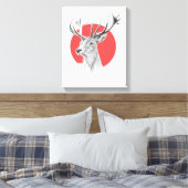 Hertenkop Herten tekening Rode cirkel Dierenkunst Canvas Afdruk (Insitu (Slaapkamer))