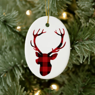hertenkop lumberjack buffalo keramisch sieraad ornament