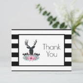 Hertenkop met bloemen en bergen feest bedankt (Staand voorkant)