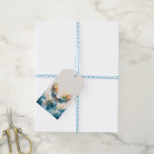 Hertenkop met gewei en bosbomen cadeaulabel (Met Touw)