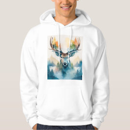 Hertenkop met gewei en bosbomen hoodie