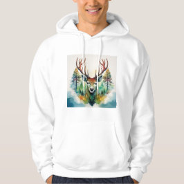Hertenkop met gewei en bosbomen hoodie