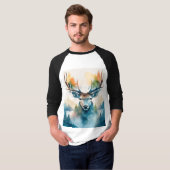 Hertenkop met gewei en bosbomen t-shirt (Voorkant volledig)