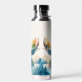 Hertenkop met gewei en bosbomen waterfles (Links)