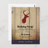 Hertenkop met Gewei - Rode geruite rustieke verjaa Briefkaart (Voorkant / Achterkant)