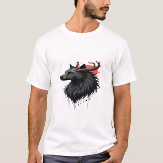 "Hertenkop met maan achter – Artistiek grafisch T- T-shirt