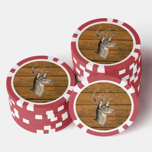 Hertenkop op houten pokerchip (Opstapeling)