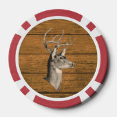Hertenkop op houten pokerchip (Achterkant)
