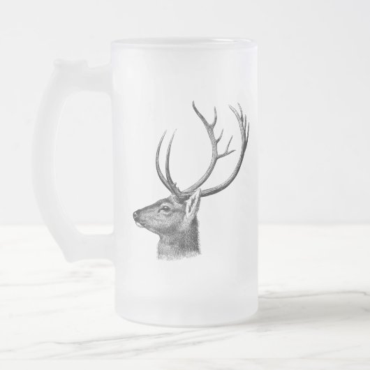 Hertenkop Silhouet Matglas Bierpul (Links)