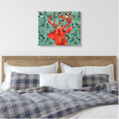 Hertenkop silhouet mozaïek canvas afdruk (Insitu (Slaapkamer))