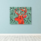 Hertenkop silhouet mozaïek canvas afdruk (Insitu (Houten vloer))