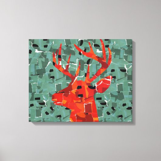 Hertenkop silhouet mozaïek canvas afdruk (Voorkant)