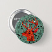 Hertenkop silhouet mozaïek ronde button 5,7 cm (Voorkant /achterkant)