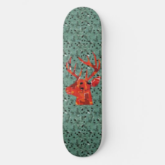 Hertenkop silhouet mozaïek skateboard (Voorkant)