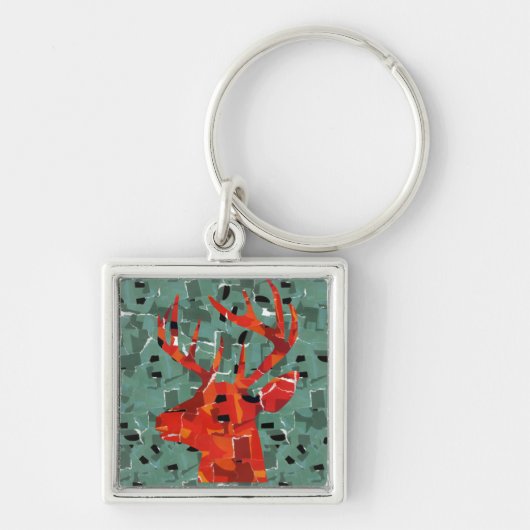 Hertenkop silhouet mozaïek sleutelhanger (Voorkant)