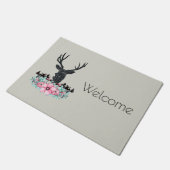 Hertenkop w / Bloemen & Bergen Welkom Deurmat (Schuin)