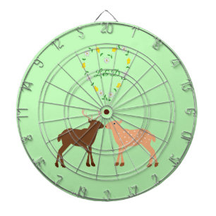 Hertenkoppel en madeliefjeshart op maat gemaakt dartbord