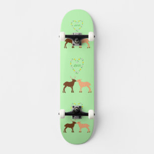 Hertenkoppel en madeliefjeshart op maat gemaakt persoonlijk skateboard