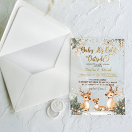 Hertenkou buiten Baby shower Acryl Uitnodigingen