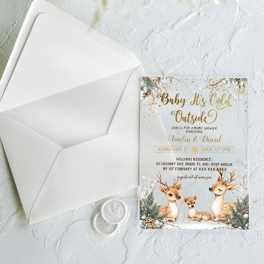 Hertenkou buiten Baby shower Acryl Uitnodigingen