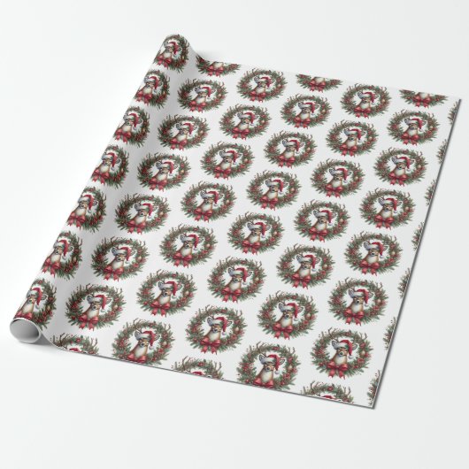 Hertenkrans Kerst Inpakpapier (Uitgerold)