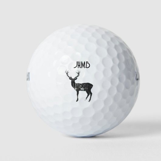 Hertenlogo met monogram Kunst Golfballen (Voorkant)