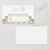 Hertenluier Raffle Kaart invoegen, roze bloemen Visitekaartje (Voorkant / Achterkant)