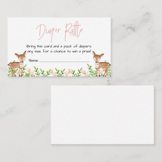 Hertenluier Raffle Kaart invoegen, roze bloemen Visitekaartje (Voorkant / Achterkant)