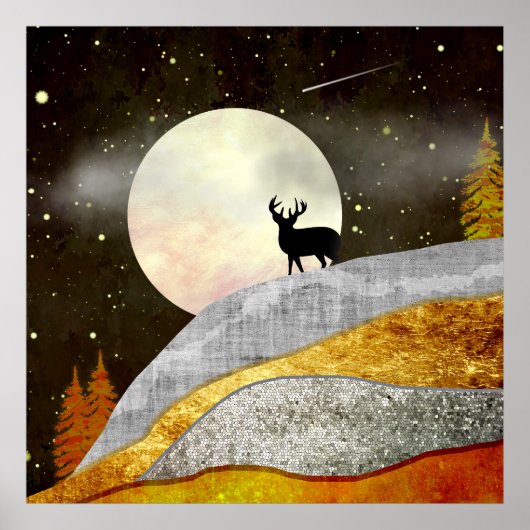 Hertenmaan Landschap Poster (Voorkant)