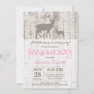 Hertenmeisje Baby Shower Uitnodiging Rustieke Wild
