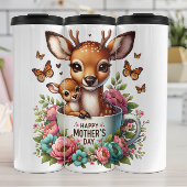 Hertenmoeder: Fawn, Flowers, Moederdag Thermosbeker