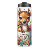 Hertenmoeder: Fawn, Flowers, Moederdag Thermosbeker (Voorkant)