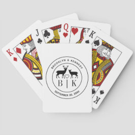 Hertenmonogram Landelijke Landelijke Bruiloft Echt Pokerkaarten
