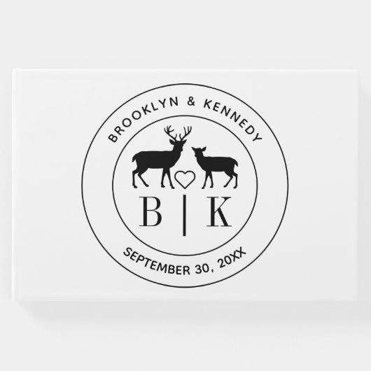 Hertenmonogram Rustieke Landelijke Trouwdatum Name Gastenboek (Voorkant)
