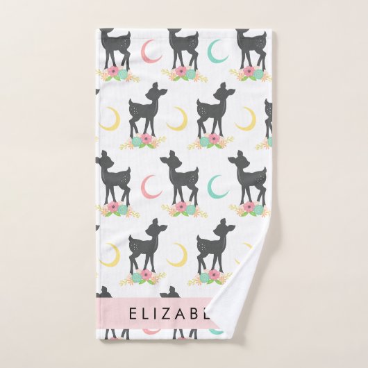 Hertenpatroon, Baby Herten, Boho, Bloemen, Jouw na Bad Handdoek (Handdoek)
