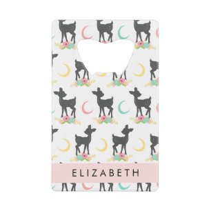 Hertenpatroon, Baby Herten, Boho, Bloemen, Jouw na Creditkaart Flessenopener