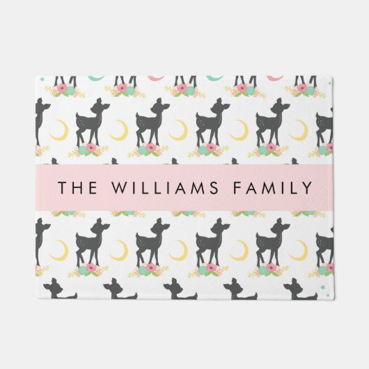 Hertenpatroon, Baby Herten, Boho, Bloemen, Jouw na Deurmat (Voorkant)