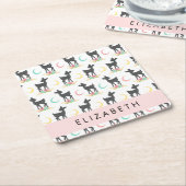 Hertenpatroon, Baby Herten, Boho, Bloemen, Jouw na Kartonnen Onderzetters (Schuin)