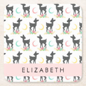 Hertenpatroon, Baby Herten, Boho, Bloemen, Jouw na Kartonnen Onderzetters (Voorkant)