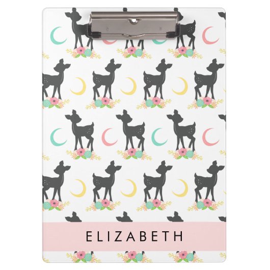 Hertenpatroon, Baby Herten, Boho, Bloemen, Jouw na Klembord (Voorkant)