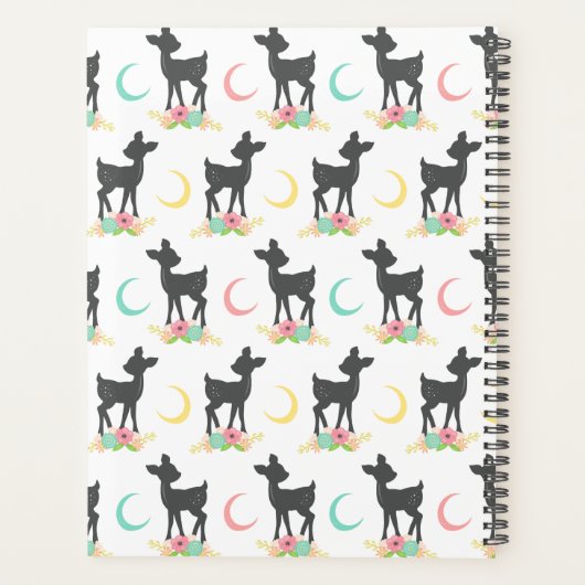 Hertenpatroon, Baby Herten, Boho, Bloemen, Jouw na Planner (Achterkant)