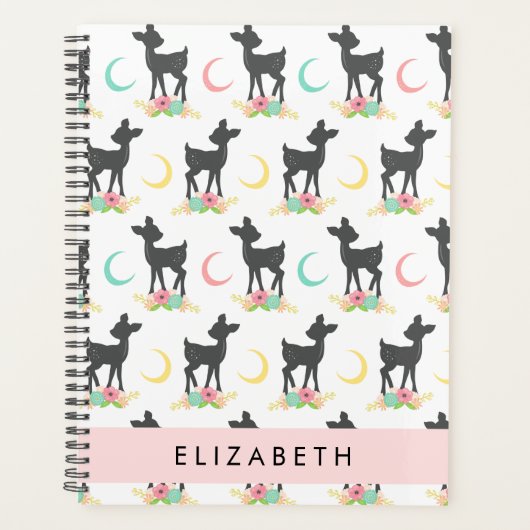 Hertenpatroon, Baby Herten, Boho, Bloemen, Jouw na Planner (Voorkant)