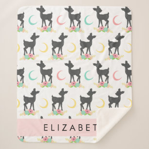 Hertenpatroon, Baby Herten, Boho, Bloemen, Jouw na Sherpa Deken