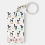 Hertenpatroon, Baby Herten, Boho, Bloemen, Jouw na Sleutelhanger (achterkant)