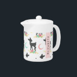 Hertenpatroon, Baby Herten, Boho, Bloemen, Jouw na Theepot<br><div class="desc">Leuk,  leuk en schattig motief met hertensilhouetten,  bloemetjes en maan. Modern en trendy cadeau,  perfect voor de boho liefhebber in je leven. Personaliseer door jouw naam,  bijnaam,  monogram of initialen toe te voegen.</div>